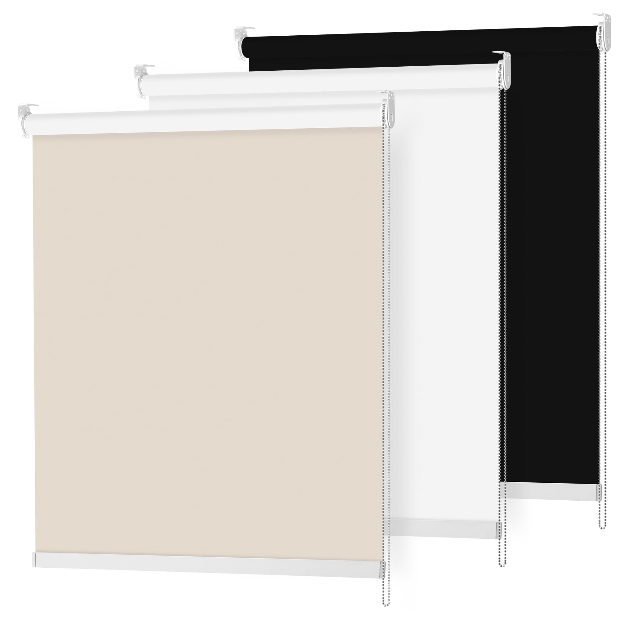 Blackout Roller Shades for Windows Room Darkening Blinds Thermal Insulated Fabric Roller Blinds UV Protection Easy Installation Sheer Shades for Bedro