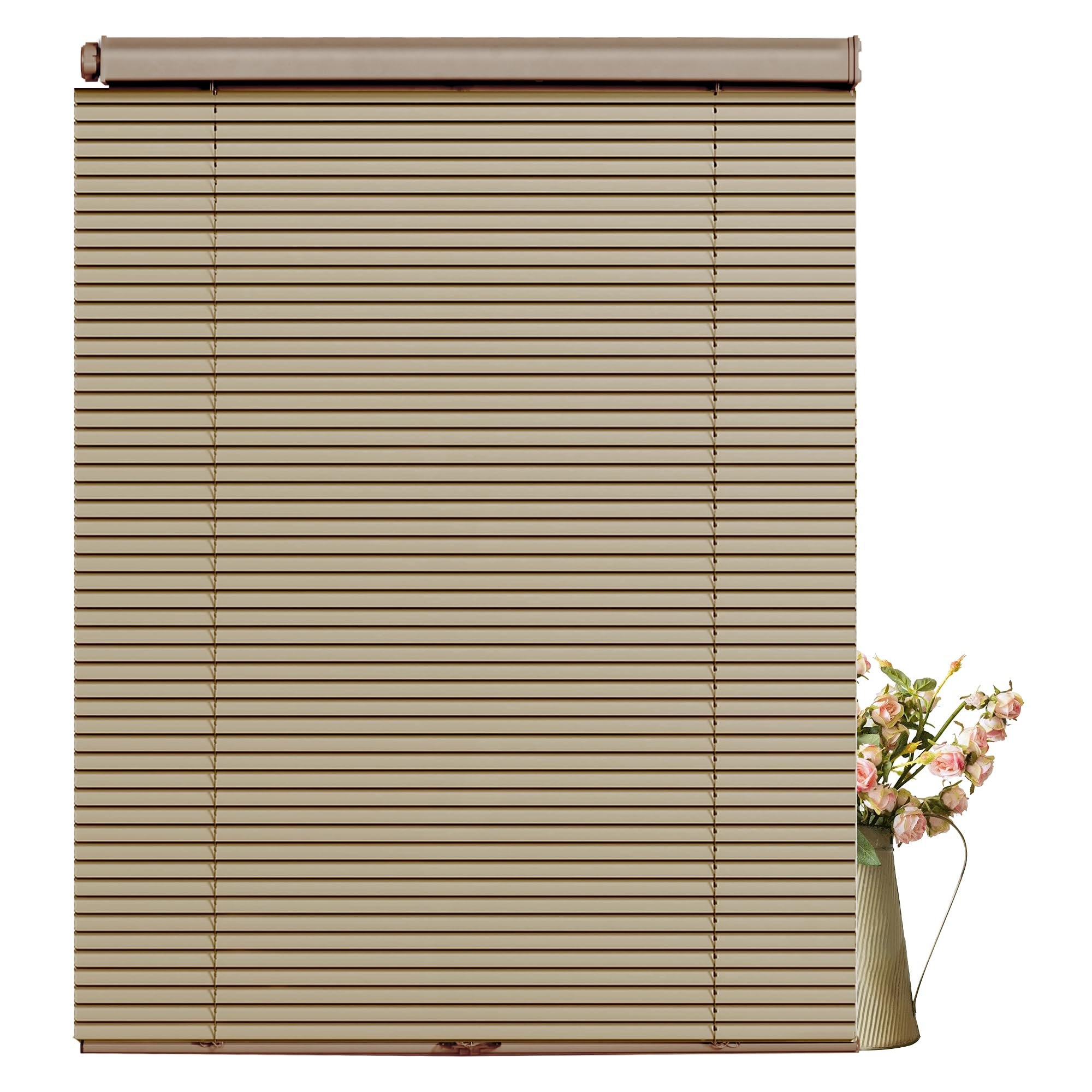 No Tools Cordless Aluminum Mini Blinds for Windows 1" No Drill Metal Room Darkening Horizontal Window Blinds No Screws Venetian Custom Window Shades f