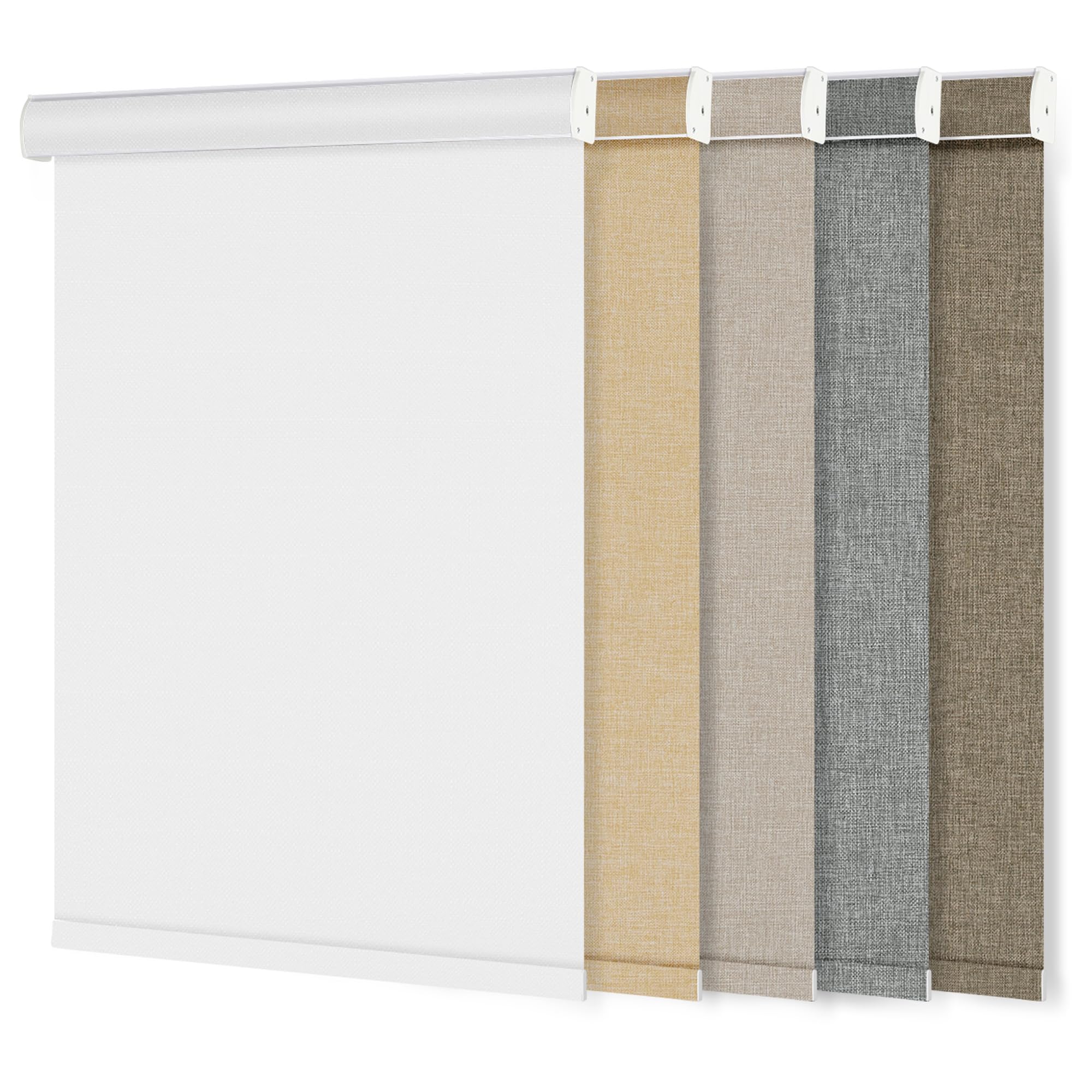 Blackout Roller Shades for Windows Cordless Roller Blinds Linen Fabric Room Darkening Shades with Cassette Valance Thermal Insulated Window Shades for